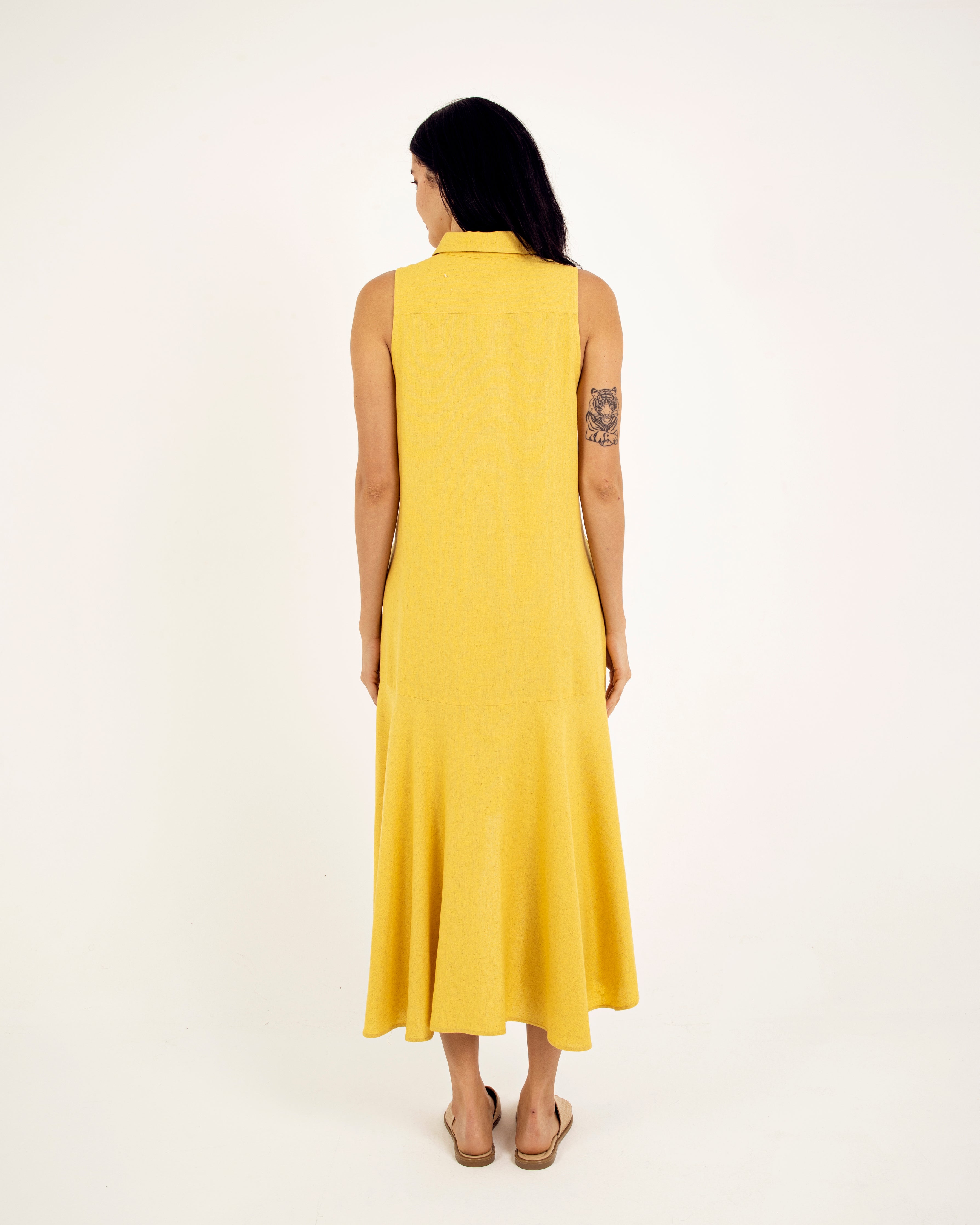 Linen high hot sale low dress