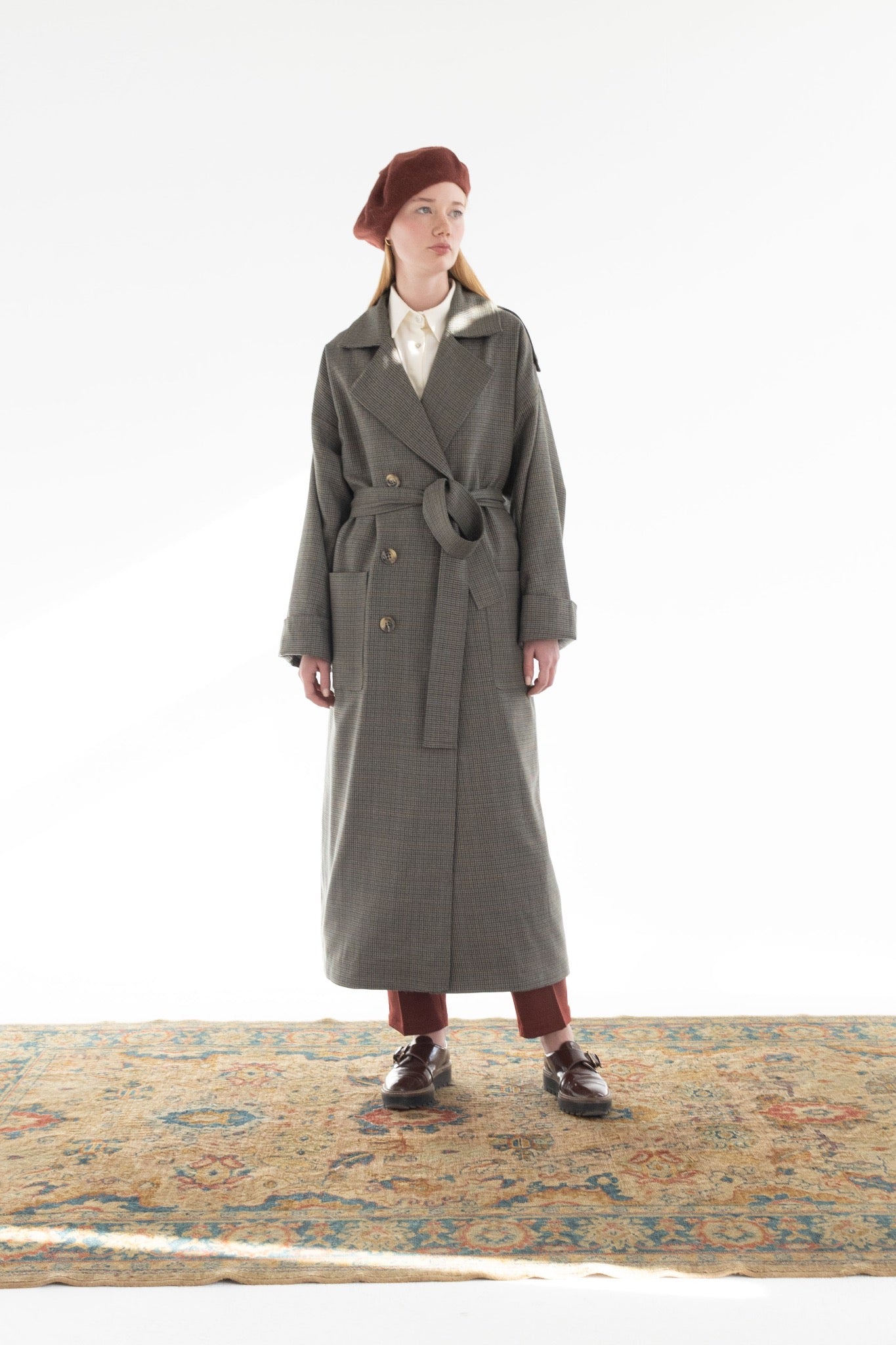 DOUBLE-BREASTED MERINO WOOL TRENCH COAT – SHOP MEROË